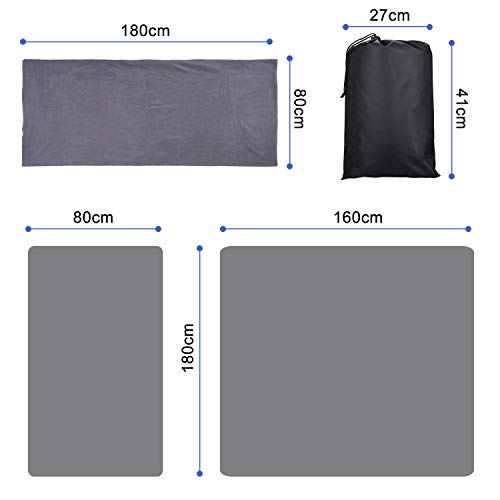 Xinwe Fleece Sleeping Bag Liner Travel Sheet Camping Sleep Sack Ultralight Zippered Storage Bag Full Sized Zipper Backpacking Blanket for Traveling, Camping, Hiking, Outdoor Activities (Grey) - Thumbnail 2