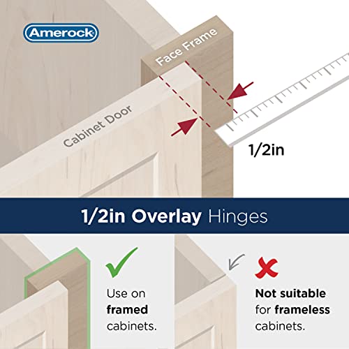 Image of Amerock 1 Pair 1 /2 inch Overlay Burnished Brass Partial Wrap Cabinet Hinge