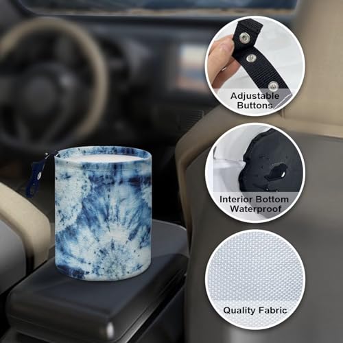 Image of Abstract Tie Dye Car Trash Can - Cute，Portable,Collapsible Back Seat, Front Console, Floor, or Hanging Headrest Waste Basket Car Garbage Bag
