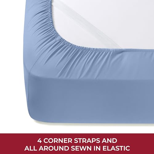 Image of Mellanni RV Short Queen Sheets - 4 PC Iconic Collection Bedding | Hotel Luxury, Extra Soft, Cooling Bed Sheets - Deep Pocket up to 10 inch (RV /Short Queen, Sky Blue)