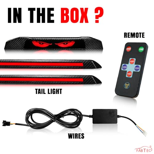 Image of FABTEC LED Car Spoiler Brake Light Strip | Devil Eye Rear Wing Third Brake Light with Turn Signal, Running Light & Brake Function | Universal Sedan Car Accessories Rear High Mount Stop Lamp