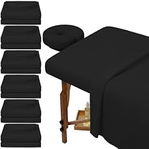 Oudain 6 Set Microfiber Massage Table Sheets Each Set Includes Massage Table Covers, Fitted Sheets, Face Cradle Covers Black