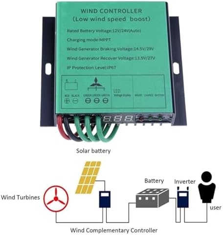 20000W MPPT Wind Generator Charge Controller, Waterproof 12/24/48V with LED Display, Overvoltage Protection, Ideal for Renewable Energy Systems