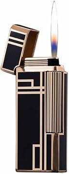Classic Narrow Lighter, Side Slide Lgnition Butane Lighter Refillable for Women and Men, Dad, Husband Fuel Not Included,Black c
