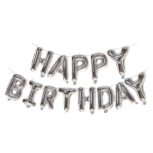 PARENCE. - Balão inflado feliz aniversário - Decoração de aniversário festivo - 17 cm - Crianças e adultos - Cor aleatória: pacote preto e dourado ou pacote prateado