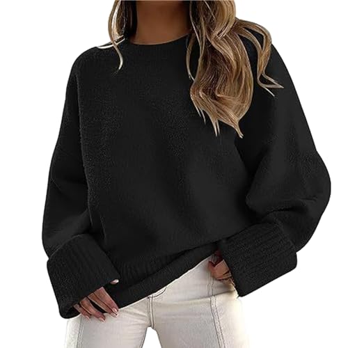 Women's 2023 Fall Waffle Knit Batwing Long Sleeve Cardigan Loose Open Front Sweater Coat Black
