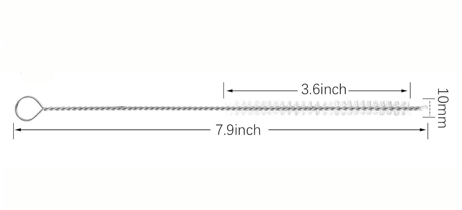 Spazzole sterili per tracheostomia - 10 Pezzi Spazzole per Tubi laringei - Scovolino per Tubi con Manico in Acciaio Inossidabile e setole in Nylon