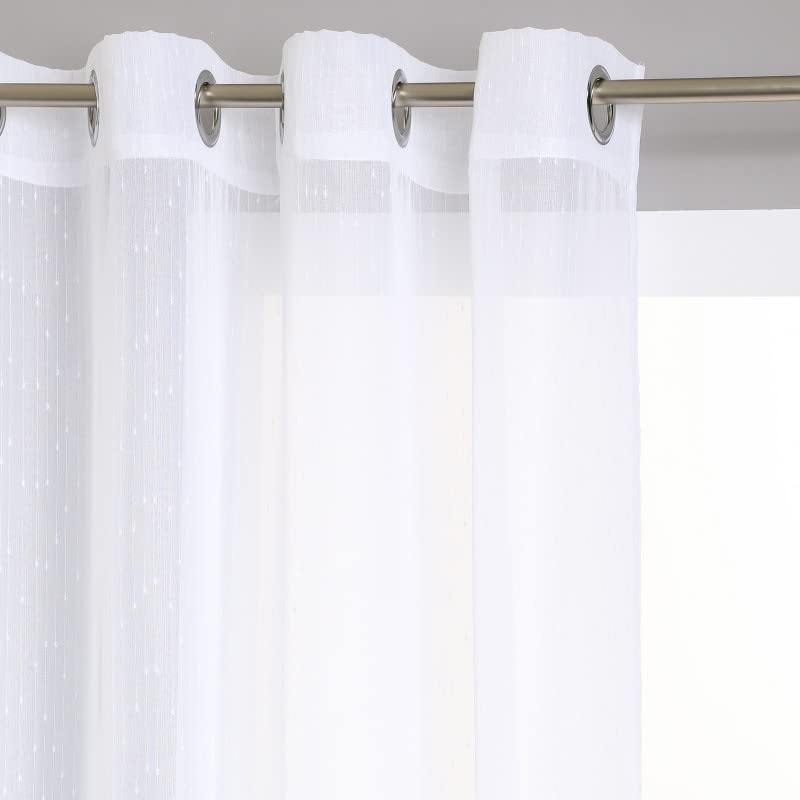 univers decor Voilage à Rayures tamisant 140 x 240 cm Atmosphera (Blanc)