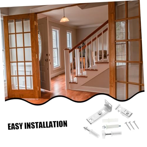 Kit de Herrajes para Puertas Plegables con Guía de Riel de Puerta Corredera | Aleación de Aluminio, Acabado Plateado, Operación Suave, para Oficinas y Centros Comerciales, Set de 9 Piezas miniatura 6