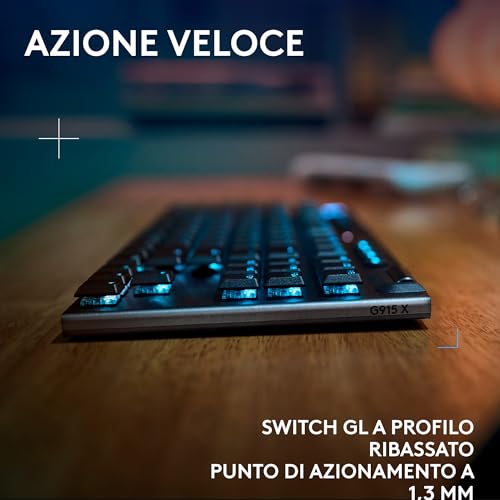 G915 X LIGHTSPEED TKL Tastiera gaming wireless a profilo ribassato, GL Brown Tactile - PC/Mac, ITA QWERTY, G502 X PLUS Mouse Gaming Wireless LIGHTSPEED RGB, Ottico LIGHTFORCE - Tastiera gaming - Immagine 4