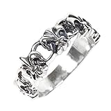 [アクセサリーショップピエナ] シルバー925 百合の紋章 ユニセックス 燻し加工 指輪 カッコいい クール リング メンズ 21号