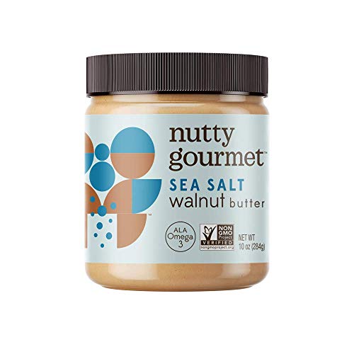 The Nutty Gourmet Sea Salt Walnut Butter - Fresh Gourmet Nut Butter - All Natural - Peanut Free - Vegan - California Grown Walnuts - Keto Snacks - Gluten Free (10oz - 1 Pack)