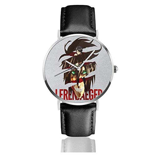 Unisex Business Casual Eren Jaeger Titan Fusion Relojes Reloj de Cuero de Cuarzo