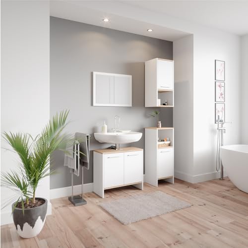 Vicco set mobili bagno Elvio, Bianco/Sonoma, 4