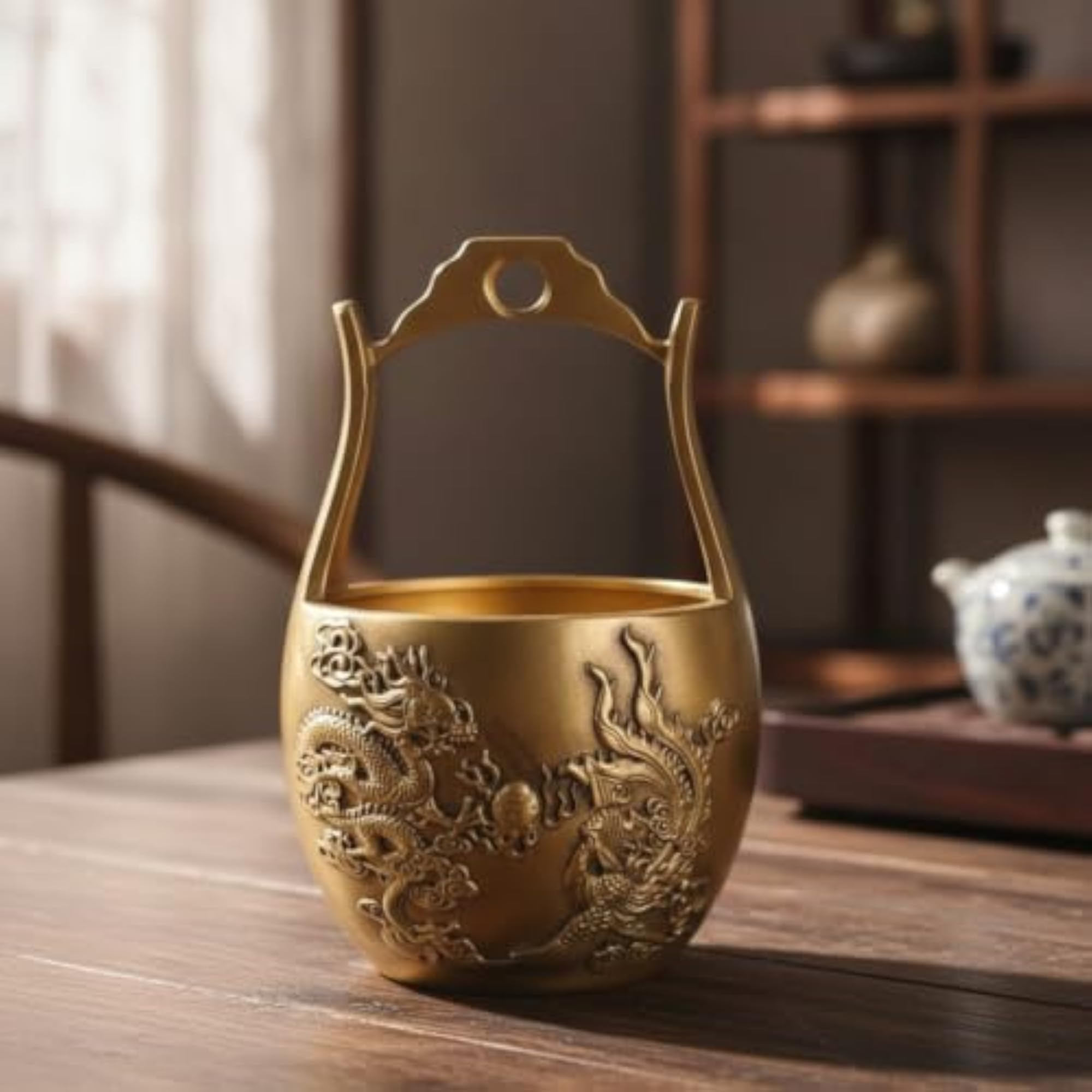 Decorative Brass Bucket with Handle