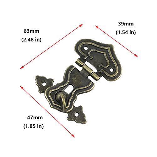 Antrader 12 Sets Retro Jewelry Box Latch 63X47Mm Gourd Shape Antique Alloy Hasp Lock Clasp With Screws, Bronze Tone #TOP1