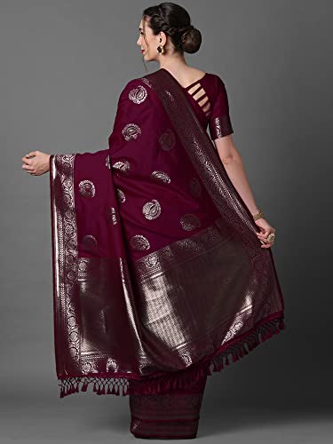 Image of AKHILAM Women's Silk Blend Woven Design Saree With Unstitched Blouse Piece(3PAKHI51 Parent)