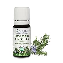 Amrita Aromatherapy Organic Rosemary, Cineol 1.8 Essential Oil, 100% Pure Undiluted Rosemarinus officinalis, Therapeutic Grade, Premium Quality Aromatherapy Oil, Tested & Verified, 60ML