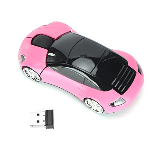 Drahtlose Maus, Tragbare, Schnurlose 2,4-G-Maus in Autoform, Ergonomische Professionelle Optische Spielemaus (Rosa)