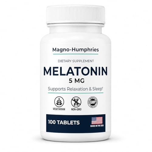 Magno-Humphries Melatonin 5 mg - 100 Tablets | Sleep Support | Non-Habit Forming | Vegetarian | 5 mg per Tablet | Dietary Supplement | GMP Manufactured in USA | 100 Day Supply