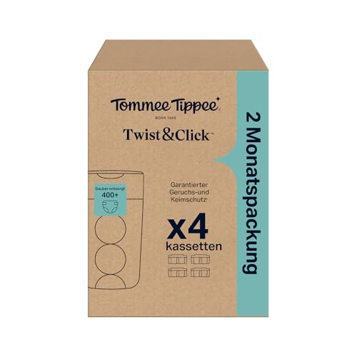 Tommee Tippee Twist & Click Advanced Windeleimer Original-Nachfüllkassetten, Exklusivpackung mit 4, je 10,5 Meter, einfaches, preiswertes Nachfüllen, 4 X 10,5 m 2