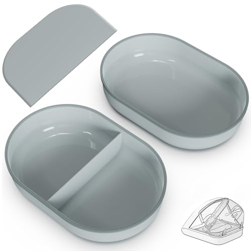 Bowl & Mat Set for Automatic Microchip Cat Pet Feeder Sealing Ring Design for Keeping Food Fresh and Reducing Odor Easy to Clean(Grey)