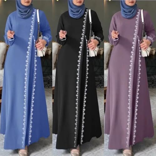 Abaya vestido musulmán largo con encaje árabe para mujer y oración en Ramadán 2