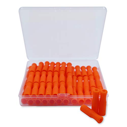 60 puntas de paja de silicona con caja de almacenamiento, Roucerlin reutilizables para pajitas de acero inoxidable, evita arañazos en los labios (naranja)