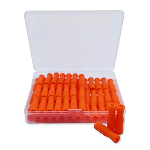 60 puntas de paja de silicona con caja de almacenamiento, Roucerlin reutilizables para pajitas de acero inoxidable, evita arañazos en los labios (naranja)