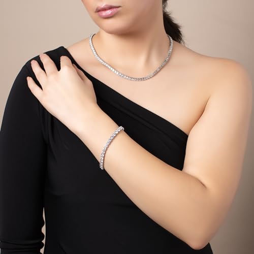 Unisex Sterling Silver 4mm Cubic Zirconia Tennis Necklace Available in 16"-36" …4