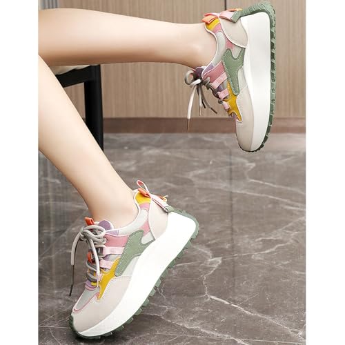 Chunky Sneakers for Women Color Block Platform Walking Shoes4