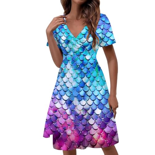 Image of Women's Summer Formal Dresses Short Sleeve Wrap V Neck Dresses Bridesmaid Wedding Guest Dress with Pockets