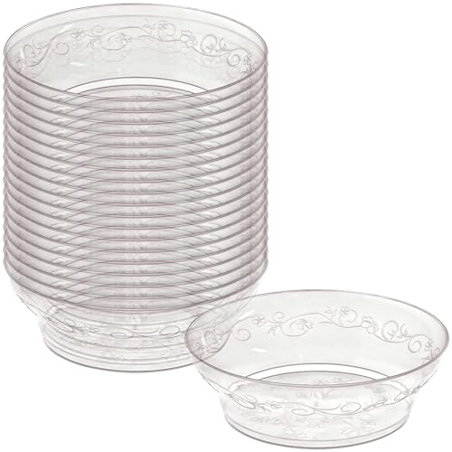 D'Vine Clear Deluxe Round Soup Bowls - 10oz (Pack Of 20) - Premium & BPA-Free Plastic - Perfect For Parties, Events & Daily Use