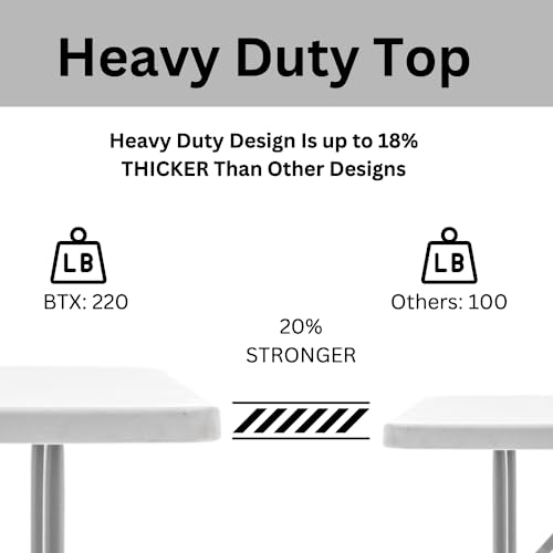 Image of BTEXPERT 6-Foot - 72 inch Long White Granite Plastic Folding Seminar Training Table Portable 18 inch Wide Narrow, 29 inch High, Events Indoor Outdoor Lightweight