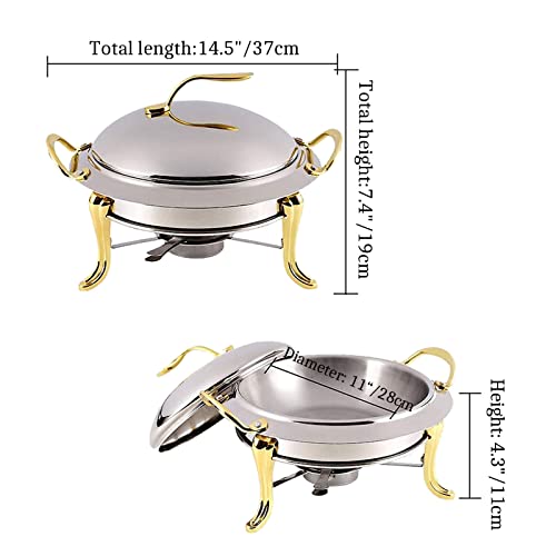 Rundes Chafing Dish Set aus Edelstahl – Buffet-Servierer in voller Größe mit Pfannen, Deckel und Brennstoffhaltern für Catering, Partys, Hochzeiten und Abendessen, Buffetwärmer – Bild 4