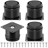 Eoppen 4-Pack 2 Inch Furniture Legs, Stainless Steel Adjustable Round Cabinet Legs with 16Pcs Screw for Cabinet Sofa Shelves Table DIY Furniture(Black 50x50mm)