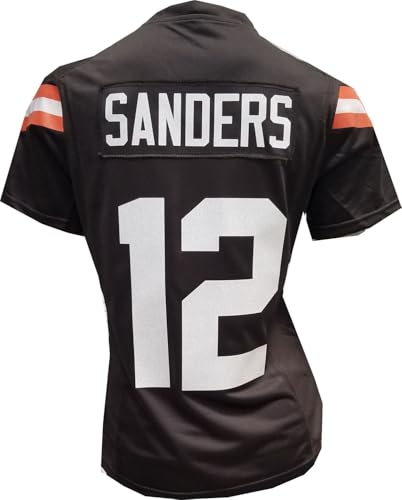Custom Womens Blinged Football Brown Shedeur Sanders Glitter Flake Jersey Size Medium