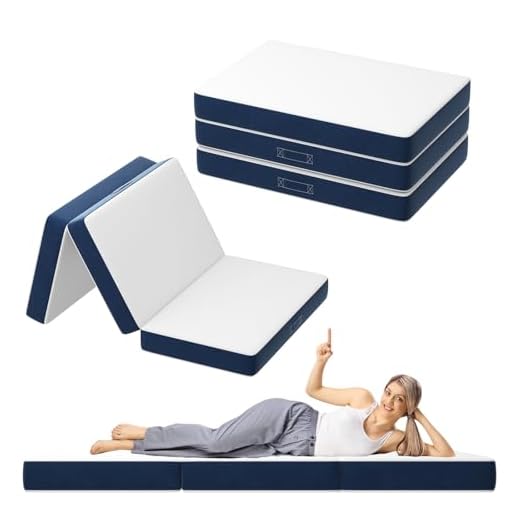 DEWINNER Colchón Plegable Triple 75x195x15cm, Colchón Versátil para Huéspedes, Espuma 15cm, Funda Lavable a Máquina, Colchón Plegable, Colchón de Viaje con Asa de Transporte