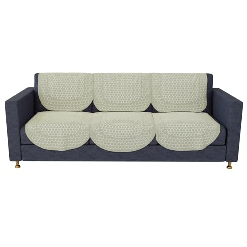 Image of Kuber Industries Sofa Cover Set | Net Slipcover for Living Room & Hall | 5-Seater Cream Dot Sofa Cover Set