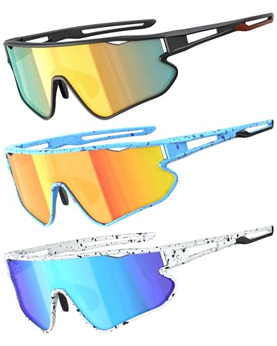 QALLY 3Pack Kids Polarized Sunglasses, Youth Baseball Sunglasses for Boys Girls Age 3-12, Softball...