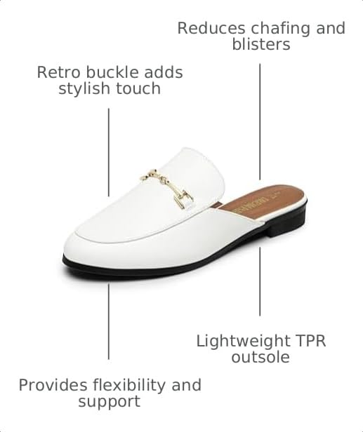 Image of DREAM PAIRS Mules for Women Flats Slip on Comfortable | Pointed Toe Slip on Slides Buckle Lightweight Loafers Shoes for Office Work Business and Casual Wear