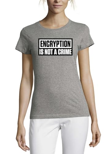 T-shirt en coton pour femme gris imprimé Encryption is Not A Crime