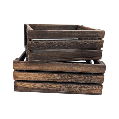 arborishthink Rustic Vintage Finished 2 Packs Wooden Crate with H...