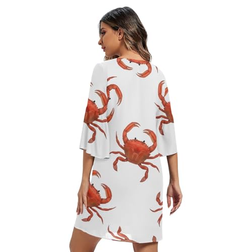 Robe imprimée V Line crabes motif graphique géométrique rouge