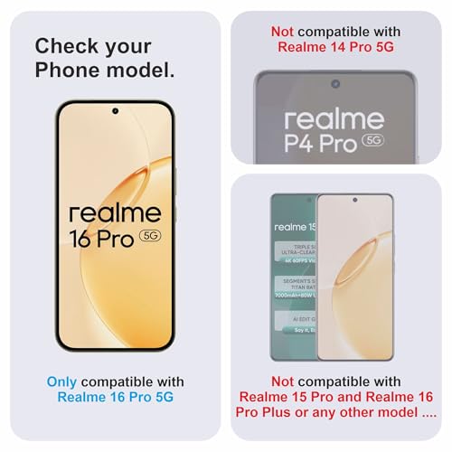 Image of Military-Grade Gorilla Tempered Glass For Realme 16 Pro (6.78 Inch) With Installation Kit | Edge to Edge Coverage | Black