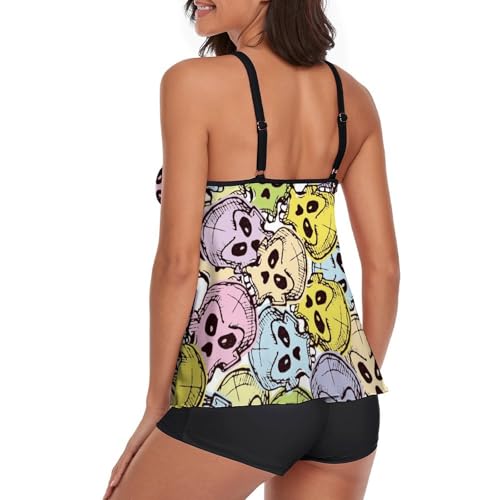 Maillot de bain tankini crânes multicolores anti-complexes