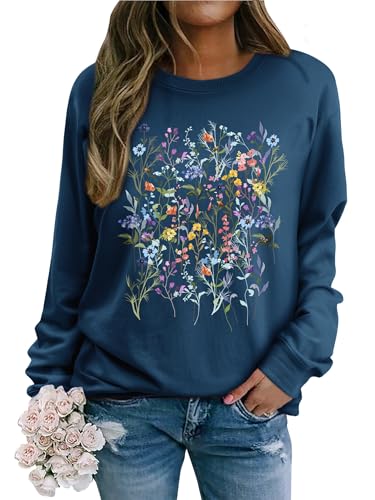 Image of Dresswel Womens Sweatshirts Ladies Jumpers Floral Long Sleeve Pullover Tops