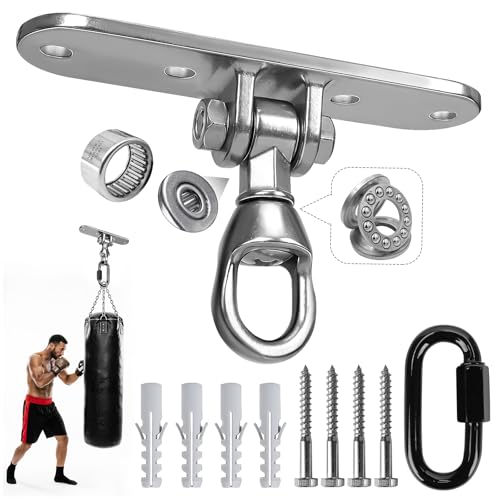 ZoeZure Heavy Duty Punching Bag Hanger 180 +360 Rotation Stainless Steel Wall Ceiling Mount Hook for Heavy Boxing Bag Weight Training Aerial Yoga Swing & Hammock