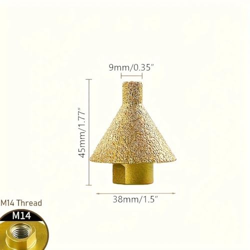 Broca de diamante para avellanado M14, para ensanchar agujeros y biselar, herramienta de rectificado de 50 mm para granito, mármol, baldosas y piedra (D38xM14) miniatura 2