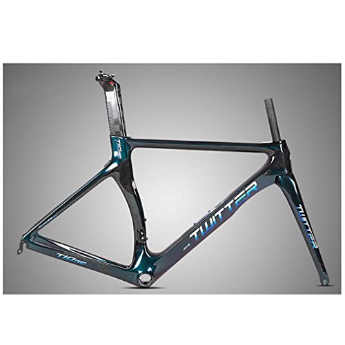 HIMALO 700C Carbon Road Bike Frameset C Brake Wind Breaking Racing Frame 46/48/50/52/54cm 100/130mm QR Frame Internal Routing(Black,46CM)